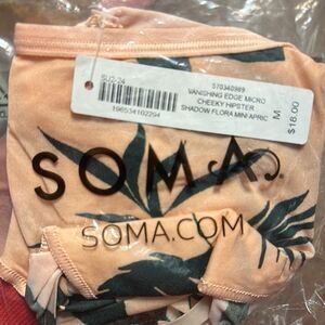 NWT SOMA Vanishing Edge Micro Cheeky Hipster in shadow flora mini apricot